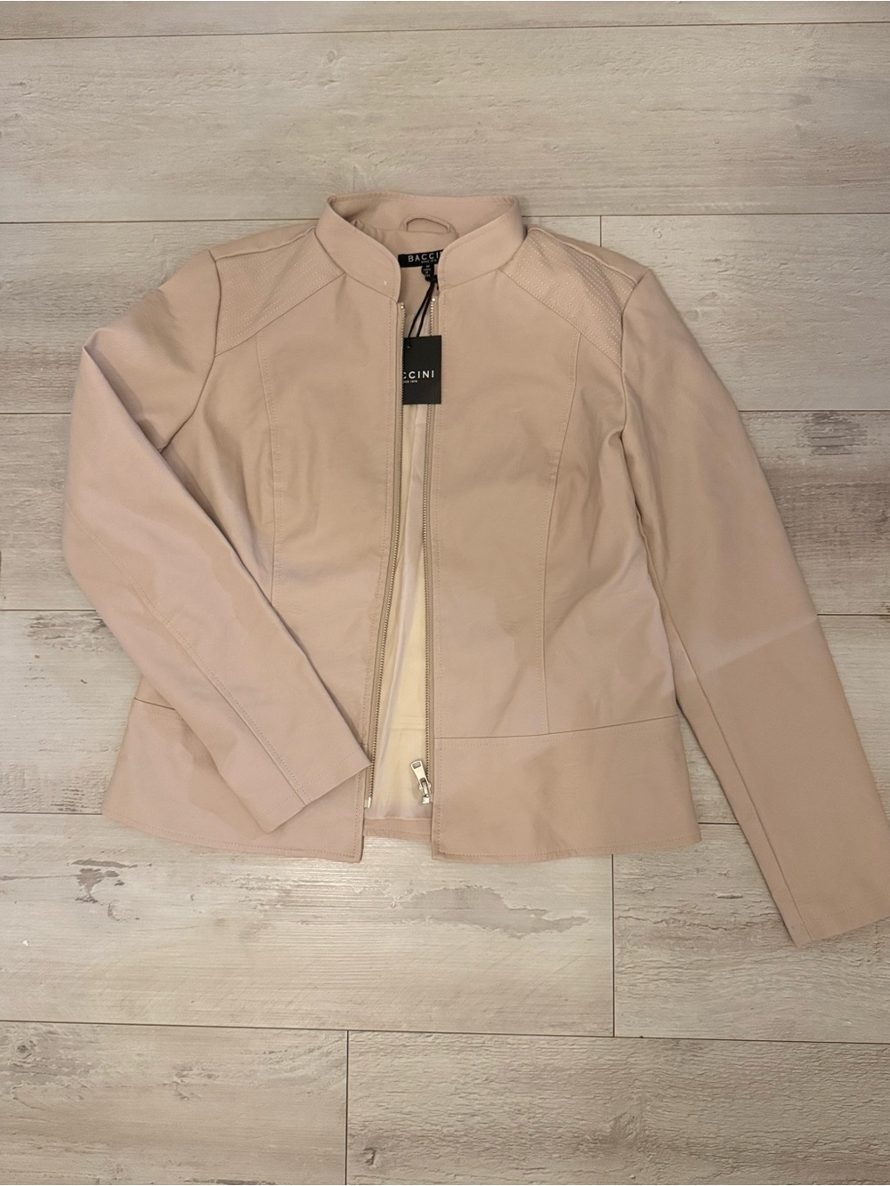 Baccini Women's Pale Blush Leather Zip Jacket